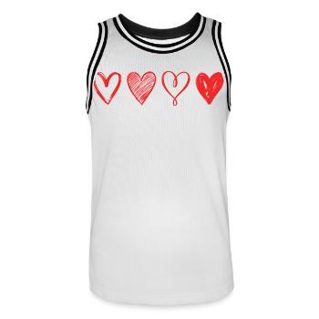 Sketched Red Hearts – Minimalist Design - Men's Basketball Jersey - white/black - Front - AI Model Male 185 dark (185cm)
