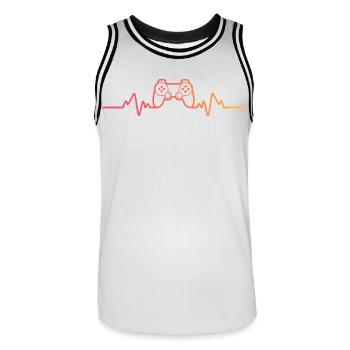 Gamer Sunset Heartbeat Gaming - Männer Basketball-Trikot - Weiß/Schwarz - Vorne - AI Model Male 185 dark (185cm)