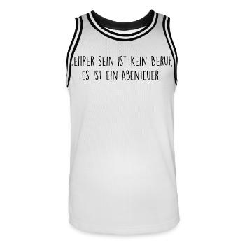 Lehrer sein ist kein Beruf, es ist ein Abenteuer - Männer Basketball-Trikot - Weiß/Schwarz - Vorne - AI Model Male 185 dark (185cm)