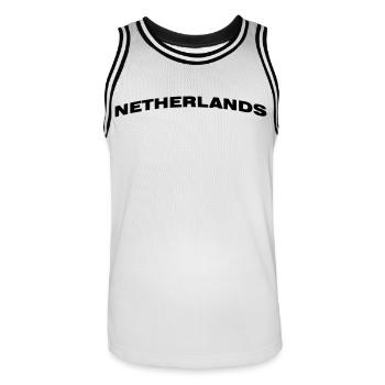 Pays-Bas - Maillot de basket Homme - blanc/noir - Devant - AI Model Male 185 dark (185cm)