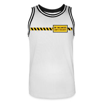 En vacances arrêts frequents Humour - Maillot de basket Homme - blanc/noir - Devant - AI Model Male 185 dark (185cm)