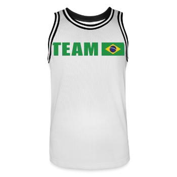 Équipe de soutien au Brésil - Maillot de basket Homme - blanc/noir - Devant - AI Model Male 185 dark (185cm)