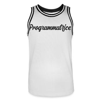Programmatrice Informatique Code Développeuse Web - Maillot de basket Homme - blanc/noir - Devant - AI Model Male 185 dark (185cm)
