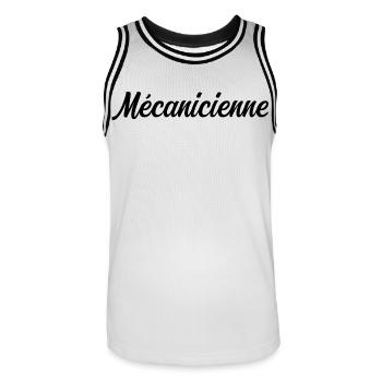 Mécanicienne Automobile Réparation Moteur Auto Pro - Maillot de basket Homme - blanc/noir - Devant - AI Model Male 185 dark (185cm)