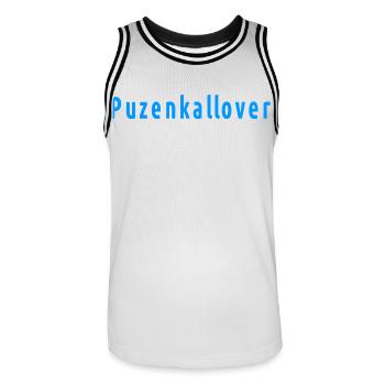 Puzenkallover - Men's Basketball Jersey - white/black - Front - AI Model Male 185 dark (185cm)