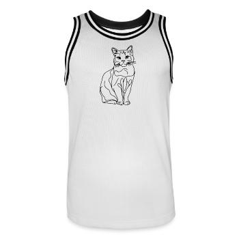 Cat_ one line drawing - Men's Basketball Jersey - white/black - Front - AI Model Male 185 dark (185cm)