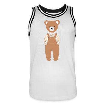 Teddy - Männer Basketball-Trikot - Weiß/Schwarz - Vorne - AI Model Male 185 dark (185cm)