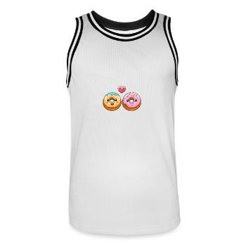 Beignets Couple Amour Coeur Bande Dessinée - Maillot de basket Homme - blanc/noir - Devant - AI Model Male 185 dark (185cm)