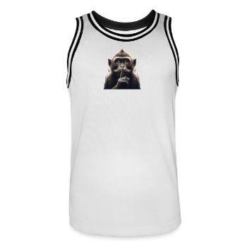 A Silent Monkey - Men's Basketball Jersey - white/black - Front - AI Model Male 185 dark (185cm)
