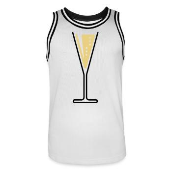 Glass Of Sparkling Wine (Funnel / Open / 2C) - Men's Basketball Jersey - white/black - Front - AI Model Male 185 dark (185cm)