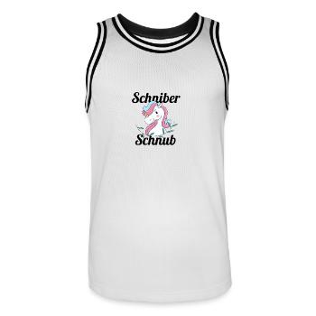 Schinber Einhorn - Männer Basketball-Trikot - Weiß/Schwarz - Vorne - AI Model Male 185 dark (185cm)