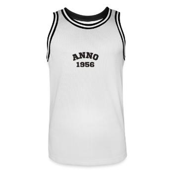 Anno 1956 Geburtstag Geburtsjahr - Männer Basketball-Trikot - Weiß/Schwarz - Vorne - AI Model Male 185 dark (185cm)