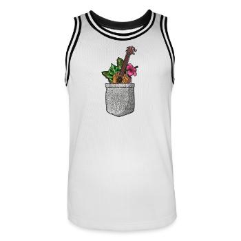 Hawaiian Ukulele Uke Pocket - Männer Basketball-Trikot - Weiß/Schwarz - Vorne - AI Model Male 185 dark (185cm)