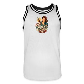 Retro Pinup Knife Style - Men's Basketball Jersey - white/black - Front - AI Model Male 185 dark (185cm)