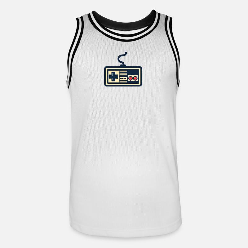 Retro game controller design - Men's Basketball Jersey - white/black