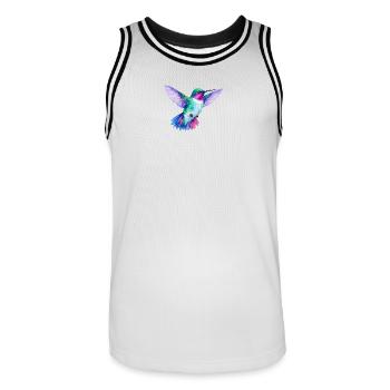 Colibri arc-en-ciel aquarelle - Maillot de basket Homme - blanc/noir - Devant - AI Model Male 185 dark (185cm)