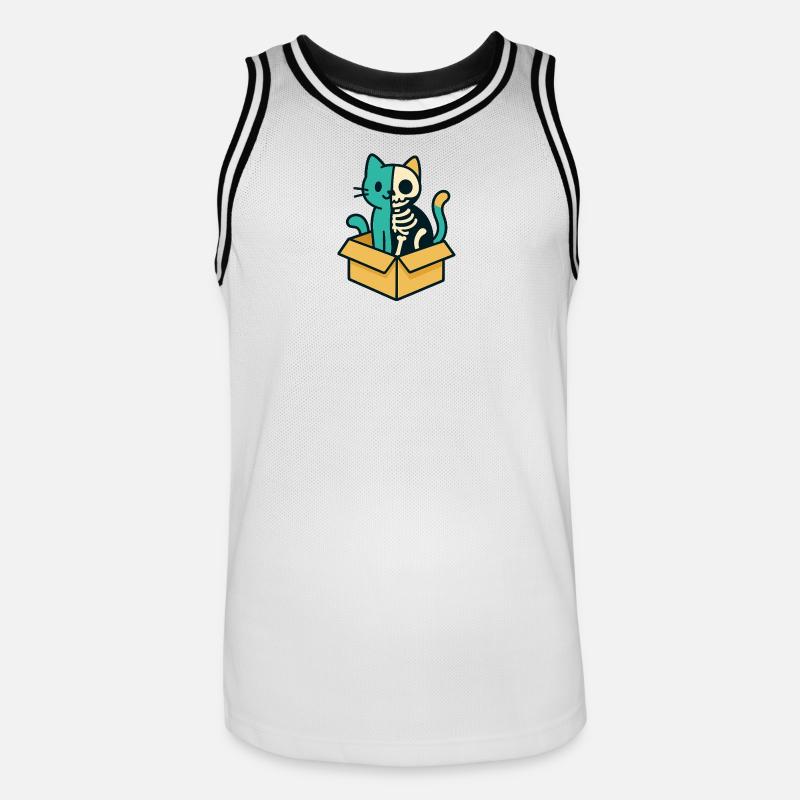 Le chat de Schrödinger - Conception physique - Maillot de basket Homme - blanc/noir