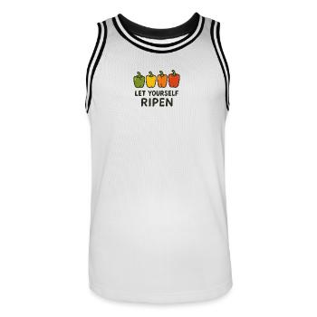 Let Yourself Ripen - Men's Basketball Jersey - white/black - Front - AI Model Male 185 dark (185cm)