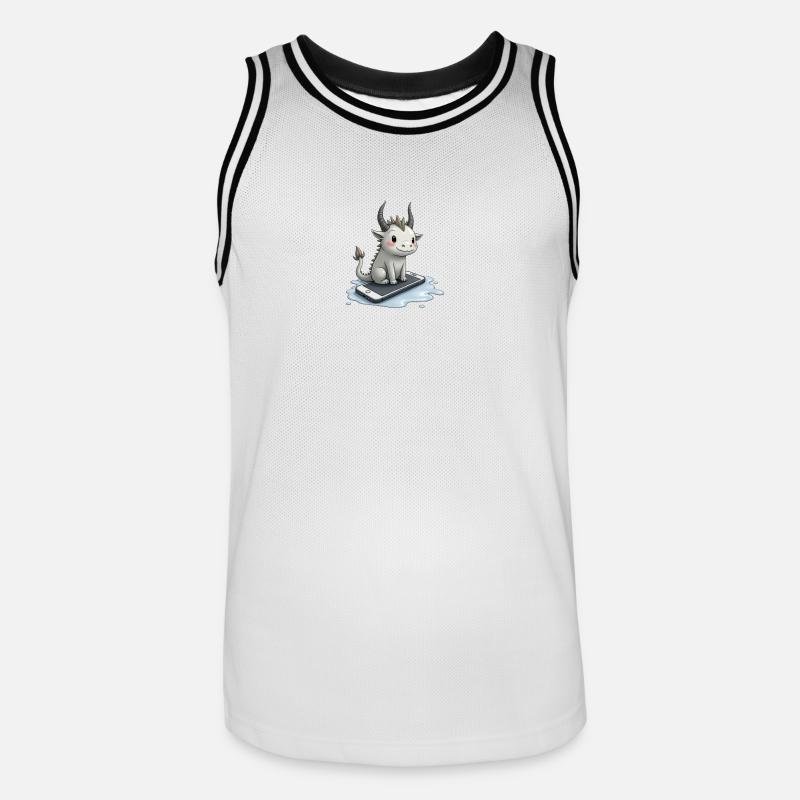 cute mythical creature on iPhone - Männer Basketball-Trikot - Weiß/Schwarz
