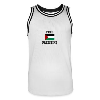 Palestine libre - Maillot de basket Homme - blanc/noir - Devant - AI Model Male 185 dark (185cm)