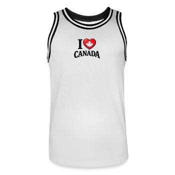 I Love Canada – Message avec feuille d'érable - Maillot de basket Homme - blanc/noir - Devant - AI Model Male 185 dark (185cm)