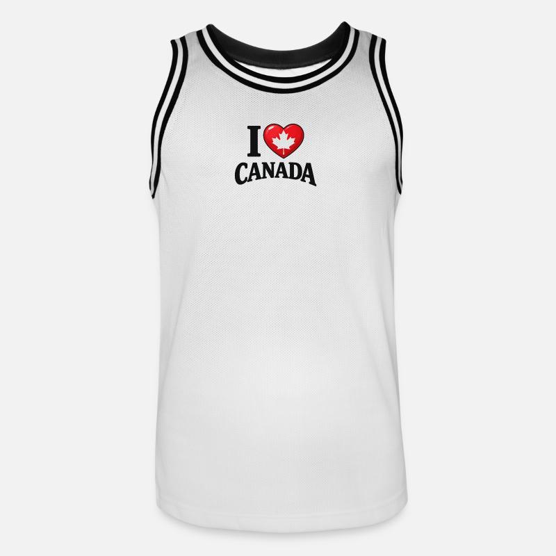 I Love Canada – Message avec feuille d'érable - Maillot de basket Homme - blanc/noir