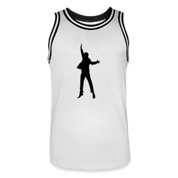 Jump High - Männer Basketball-Trikot - Weiß/Schwarz - Vorne - AI Model Male 185 dark (185cm)