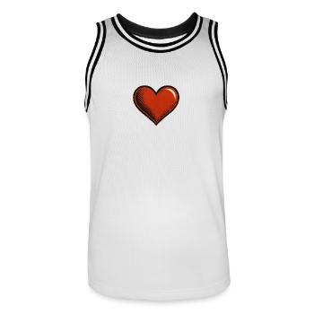 Deeply Drawn – A Heart with History - Men's Basketball Jersey - white/black - Front - AI Model Male 185 dark (185cm)