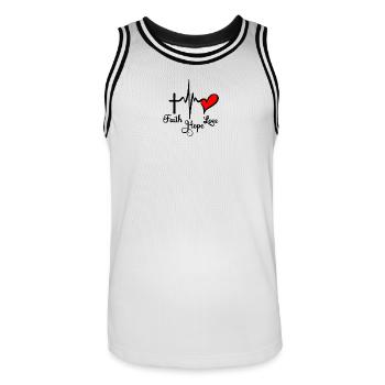 Glauben Sie Hoffnung und Liebe mit Cardio Cross und Herz und - Männer Basketball-Trikot - Weiß/Schwarz - Vorne - AI Model Male 185 dark (185cm)