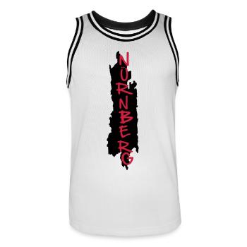 nürnberg - Männer Basketball-Trikot - Weiß/Schwarz - Vorne - AI Model Male 185 dark (185cm)