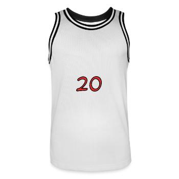 20. 20 ANS. 20e ANNIVERSAIRE. ANNIVERSAIRE 20 ANS. - Maillot de basket Homme - blanc/noir - Devant - AI Model Male 185 dark (185cm)