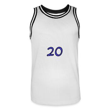 20. 20 ANS. 20e ANNIVERSAIRE. ANNIVERSAIRE 20 ANS. - Maillot de basket Homme - blanc/noir - Devant - AI Model Male 185 dark (185cm)