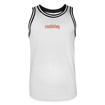 Lettrage gothique Zombieboy - Maillot de basket Homme - blanc/noir - Devant - AI Model Male 185 dark (185cm)