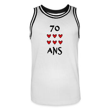 70 ANS. 70e ANNIVERSAIRE. ANNIVERSAIRE 70 ANS. 70 - Maillot de basket Homme - blanc/noir - Devant - AI Model Male 185 dark (185cm)