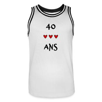 40 ANS. 40e ANNIVERSAIRE. ANNIVERSAIRE 40 ANS. 40 - Maillot de basket Homme - blanc/noir - Devant - AI Model Male 185 dark (185cm)