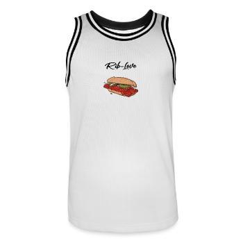 BBQ // Illustration - Men's Basketball Jersey - white/black - Front - AI Model Male 185 dark (185cm)
