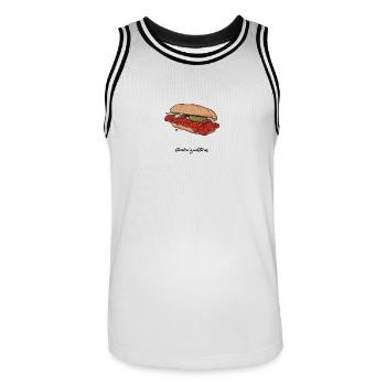 BBQ // Illustration - Maillot de basket Homme - blanc/noir - Devant - AI Model Male 185 dark (185cm)