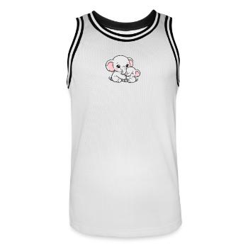 Mother elephant cuddling with her little baby - Men's Basketball Jersey - white/black - Front - AI Model Male 185 dark (185cm)