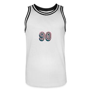 JAHRESTAG. ALLES GUTE ZUM GEBURTSTAG. ALLES GUTE ZUM GEBURTSTAG - Männer Basketball-Trikot - Weiß/Schwarz - Vorne - AI Model Male 185 dark (185cm)