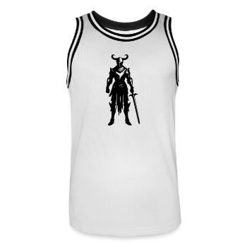 Kampf Ritter mit Schwert - Männer Basketball-Trikot - Weiß/Schwarz - Vorne - AI Model Male 185 dark (185cm)