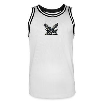 Flügelwolf Majestätisch - Männer Basketball-Trikot - Weiß/Schwarz - Vorne - AI Model Male 185 dark (185cm)