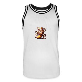 Affe - Männer Basketball-Trikot - Weiß/Schwarz - Vorne - AI Model Male 185 dark (185cm)