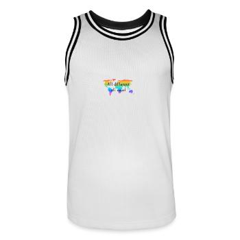 all different all equal. Love is Love. - Men's Basketball Jersey - white/black - Front - AI Model Male 185 dark (185cm)
