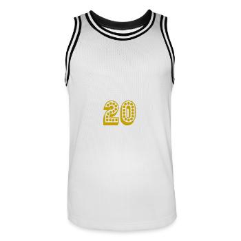 ALLES GUTE ZUM GEBURTSTAG. ALLES GUTE ZUM GEBURTSTAG. JAHRESTAG. - Männer Basketball-Trikot - Weiß/Schwarz - Vorne - AI Model Male 185 dark (185cm)