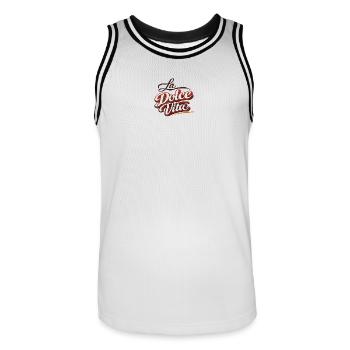 La Dolce Vita Retro Script - Männer Basketball-Trikot - Weiß/Schwarz - Vorne - AI Model Male 185 dark (185cm)