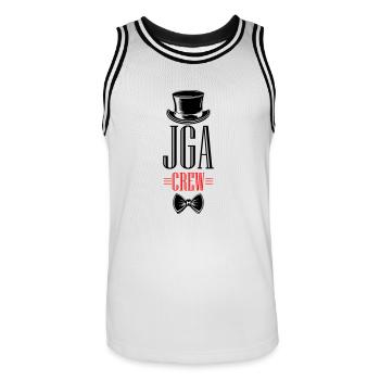Bachelor Crew Bachelor Party - Men's Basketball Jersey - white/black - Front - AI Model Male 185 dark (185cm)
