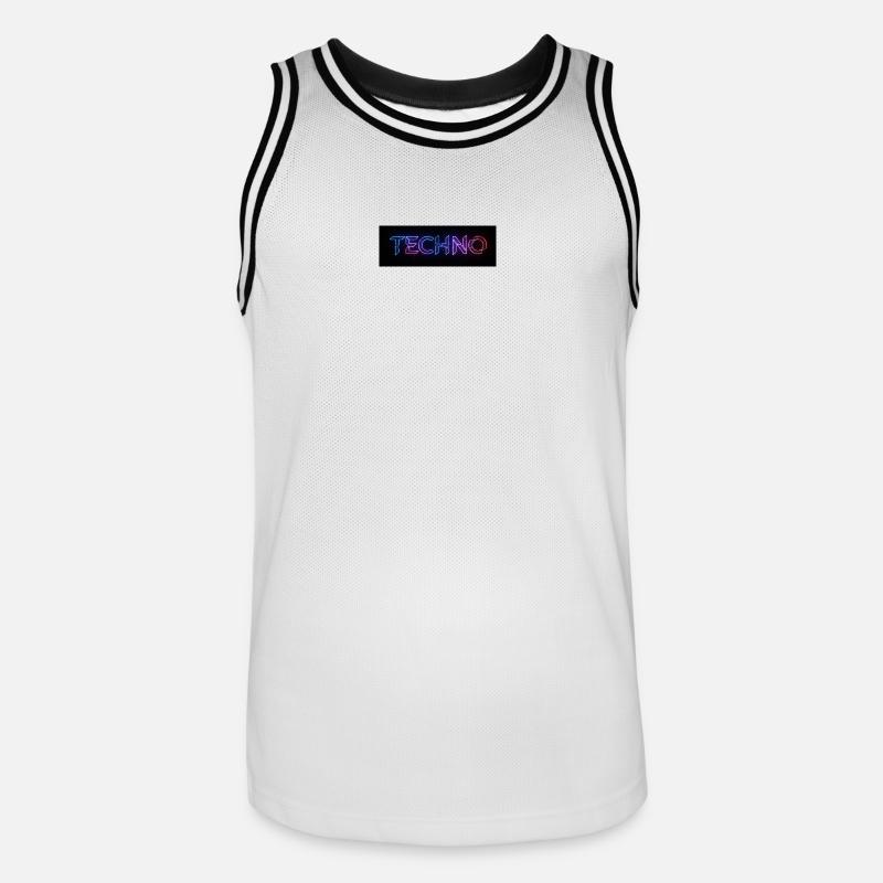 Texte de bug techno néon - Maillot de basket Homme - blanc/noir