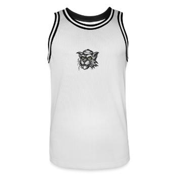 Tête de chat forte - style de tatouage classique - Maillot de basket Homme - blanc/noir - Devant - AI Model Male 185 dark (185cm)