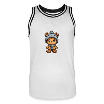 Tiger Winter Animal Baby Comic - Men's Basketball Jersey - white/black - Front - AI Model Male 185 dark (185cm)