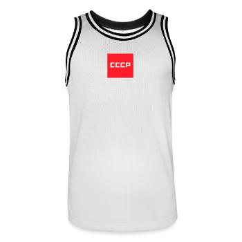 Emblème rétro du carré rouge de l’URSS de l’URSS - Maillot de basket Homme - blanc/noir - Devant - AI Model Male 185 dark (185cm)
